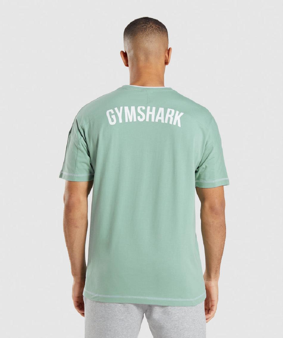 T Shirts Gymshark Recess Hombre Azules Blancas | CO 3349QMA